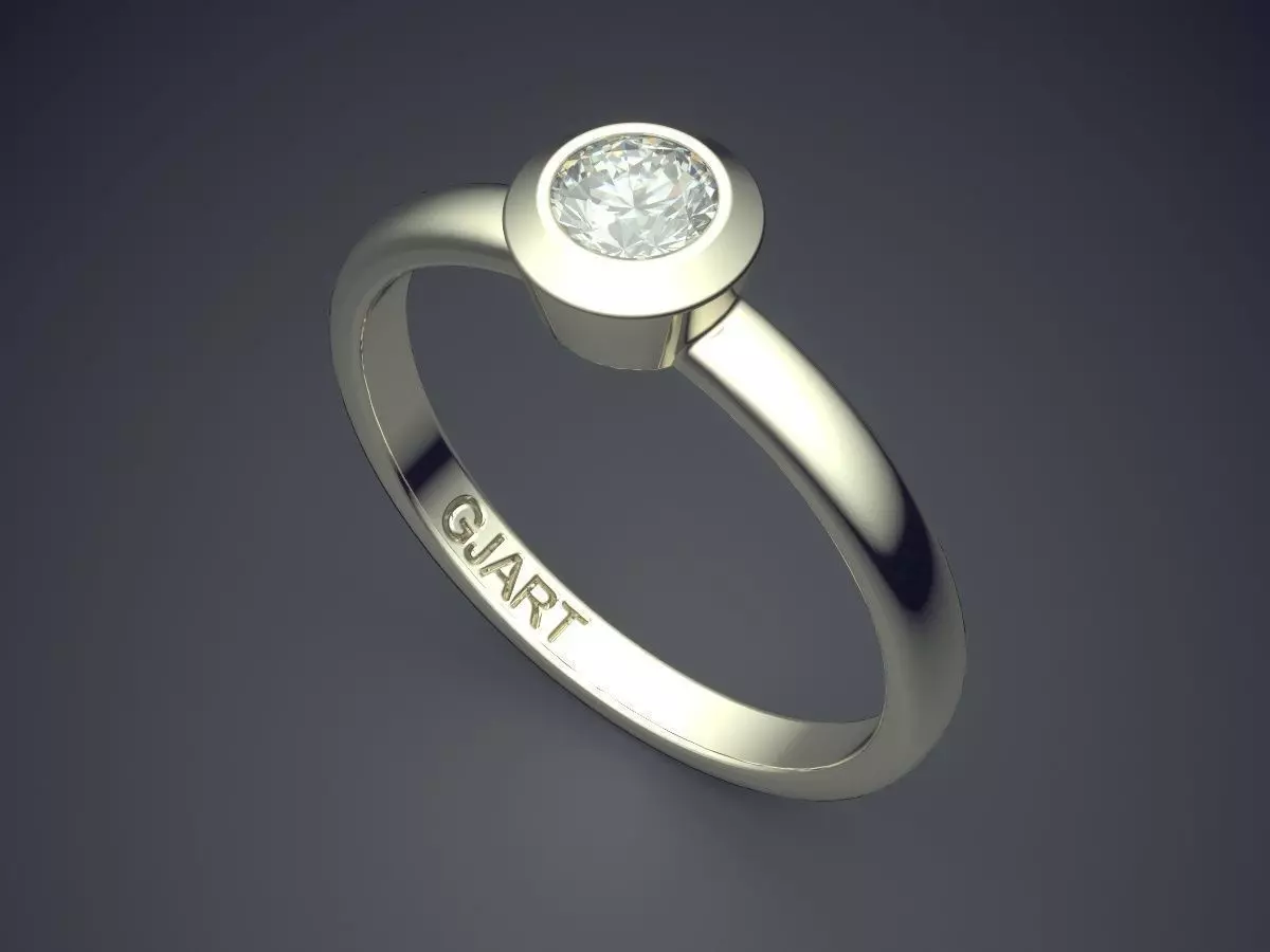 Ring With Diamond Gjart A-195 3D print model_1