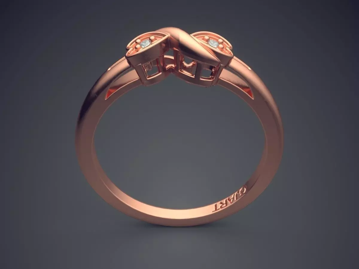 Heart-shaped Ring With Diamonds Gjart A-190 3D print model_2