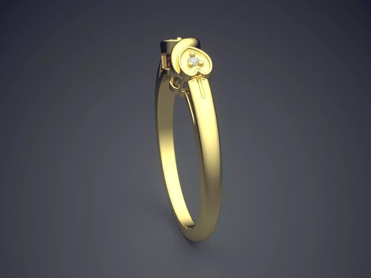 Heart-shaped Ring With Diamonds Gjart A-190 3D print model_3