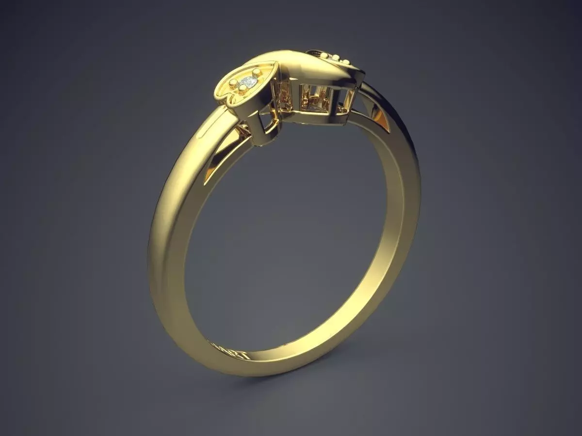 Heart-shaped Ring With Diamonds Gjart A-190 3D print model_0
