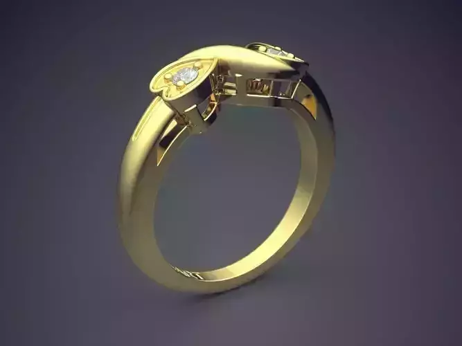Heart-shaped Ring With Diamonds Gjart A-190 3D print model