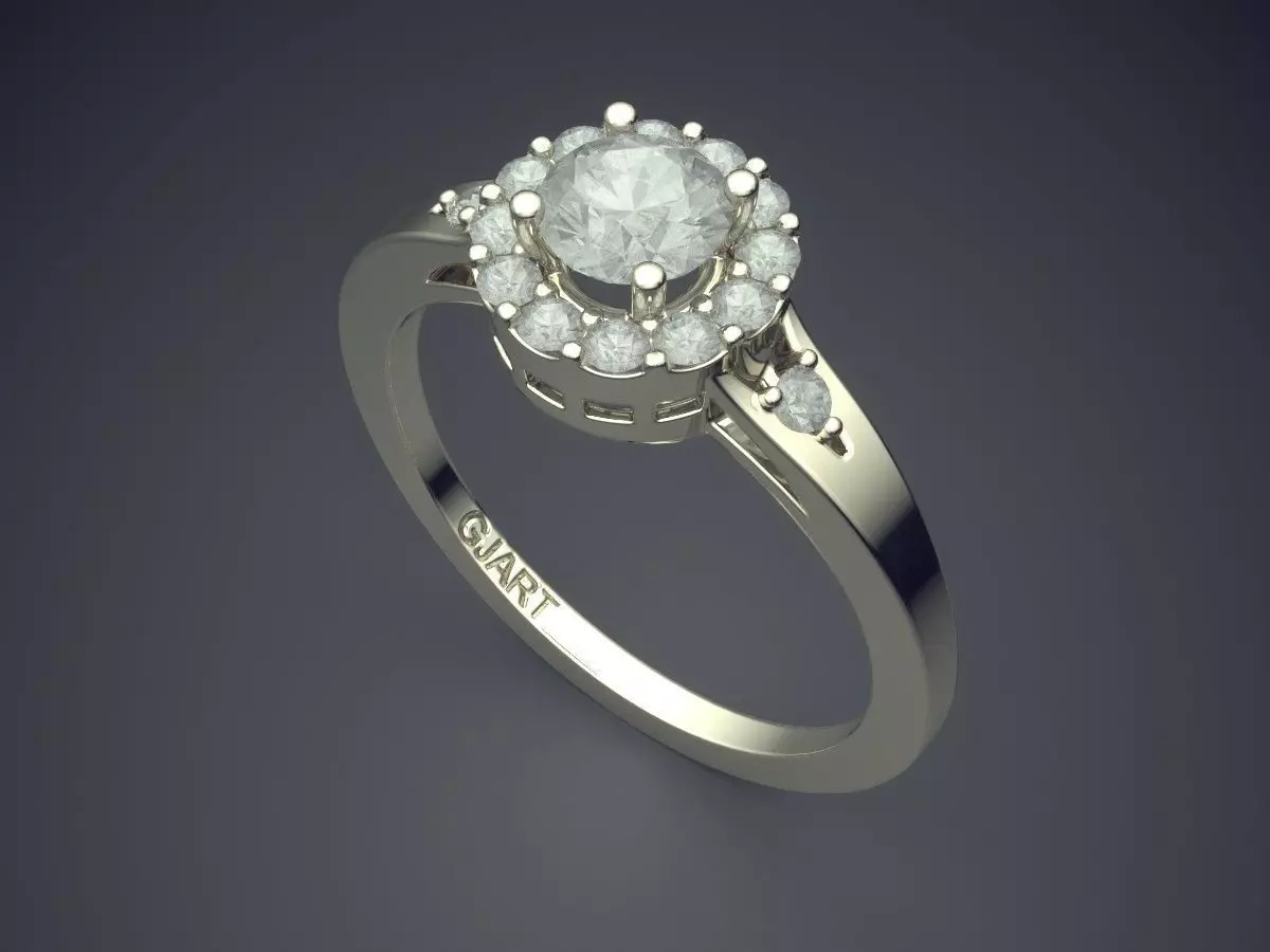 Ring With Diamonds Gjart A-181 3D print model_1