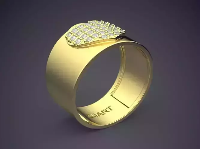 Thick Ring With Engraved Heart Diamonds Gjart A-177 3D print model