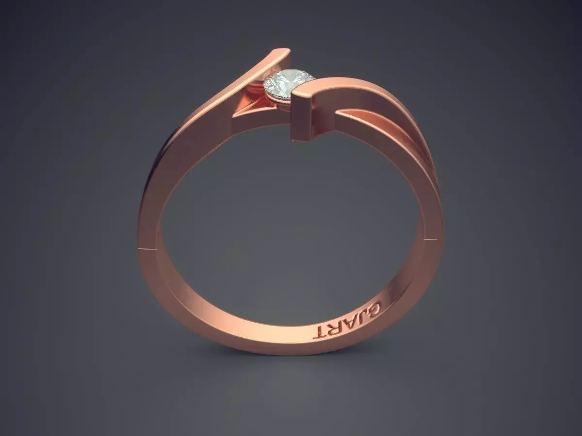 Unique Ring With Diamond Gjart A-172 3D print model_2