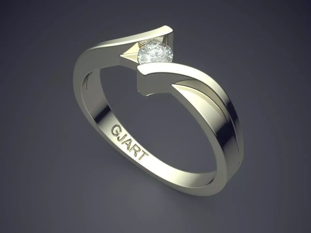 Unique Ring With Diamond Gjart A-172 3D print model_1
