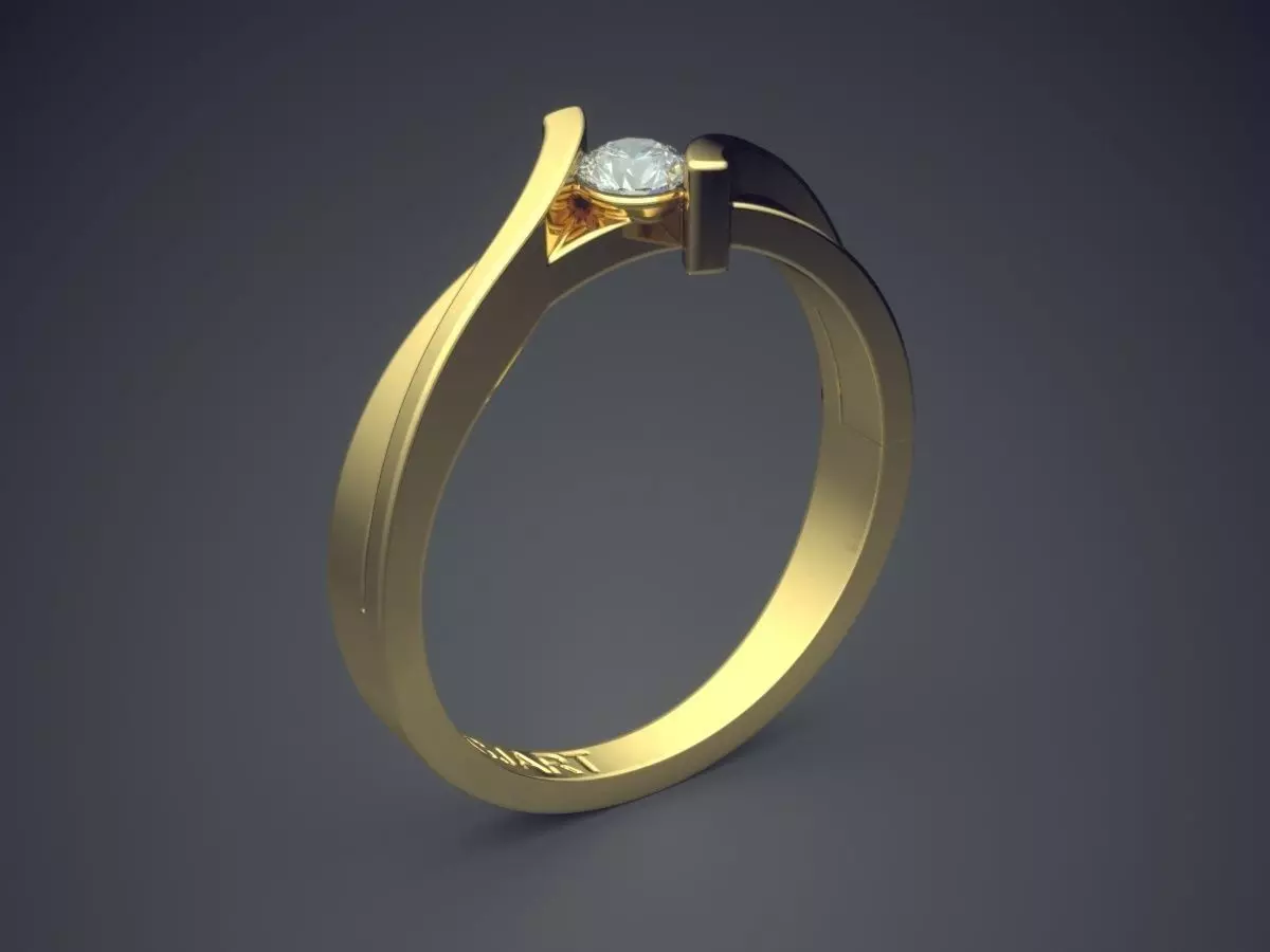 Unique Ring With Diamond Gjart A-172 3D print model_0