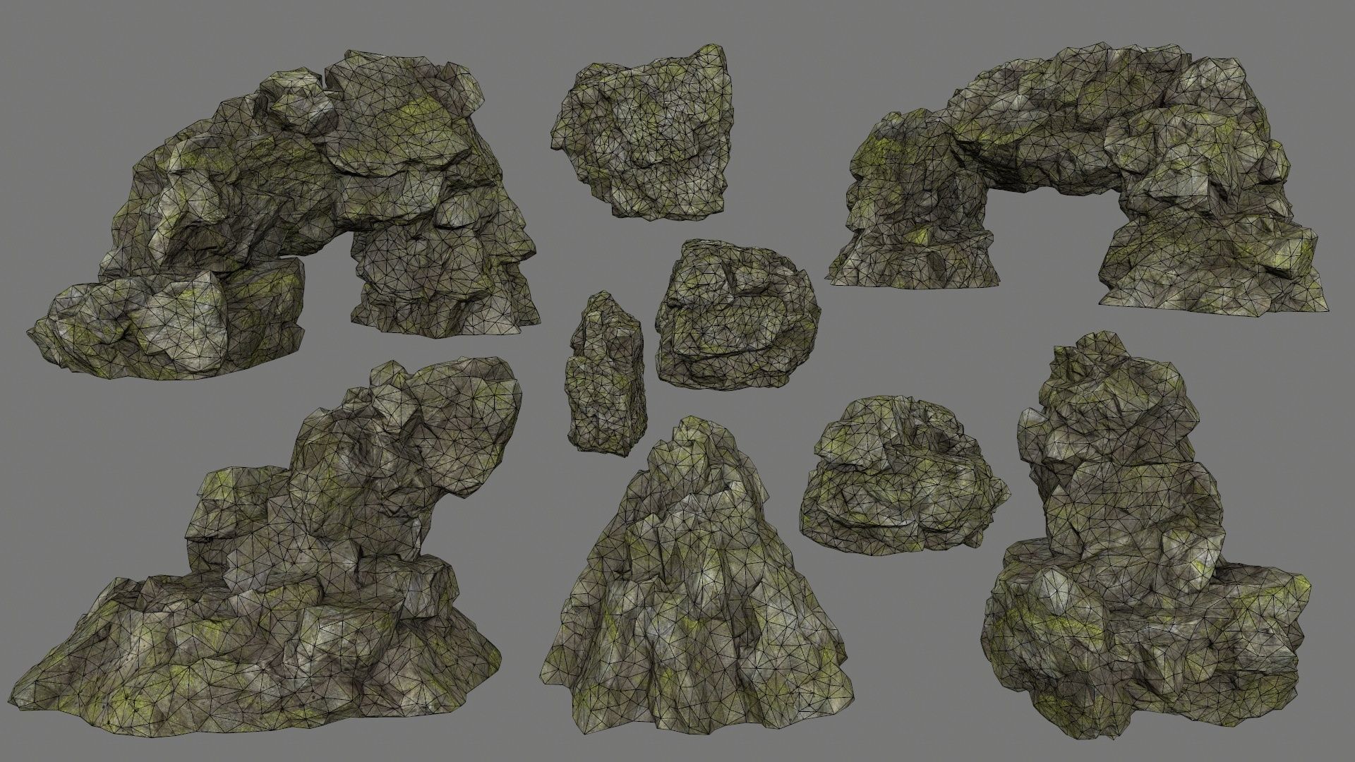 rocks set rock arch Low-poly 3D model_19