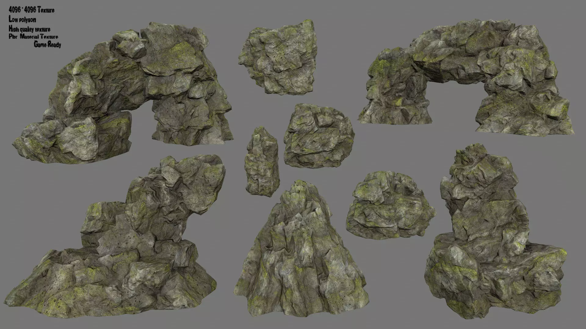 rocks set rock arch Low-poly 3D model_0