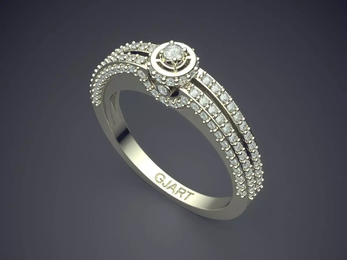 Ring With Tiny Diamonds Gjart A-16 3D print model_1