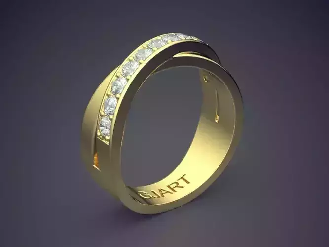 Curved Ring With Diamonds Gjart A-145 3D print model