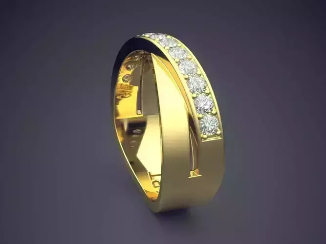 Curved Ring With Diamonds Gjart A-145