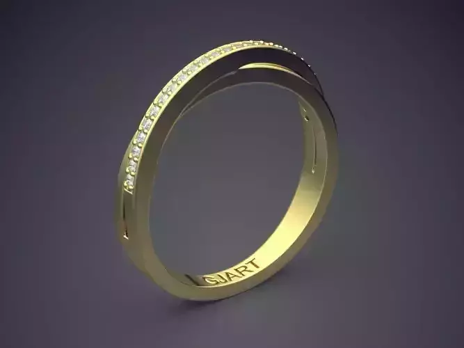 Curved Ring With Small Diamonds Gjart A-143 3D print model