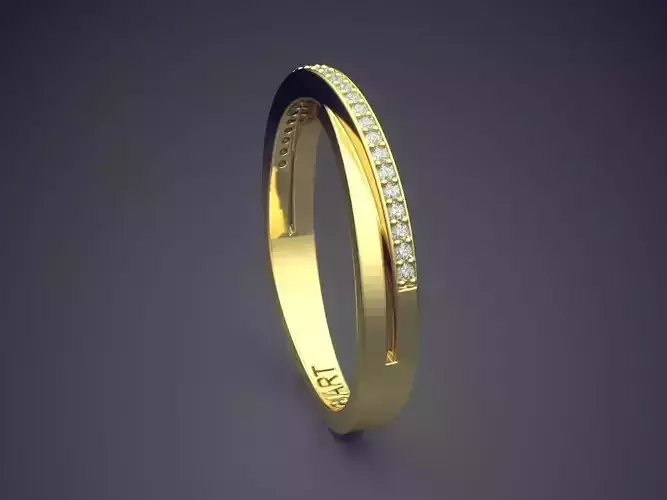 Curved Ring With Small Diamonds Gjart A-143