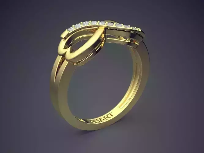 Infinity Shape Ring With Diamonds A-134 3D print model