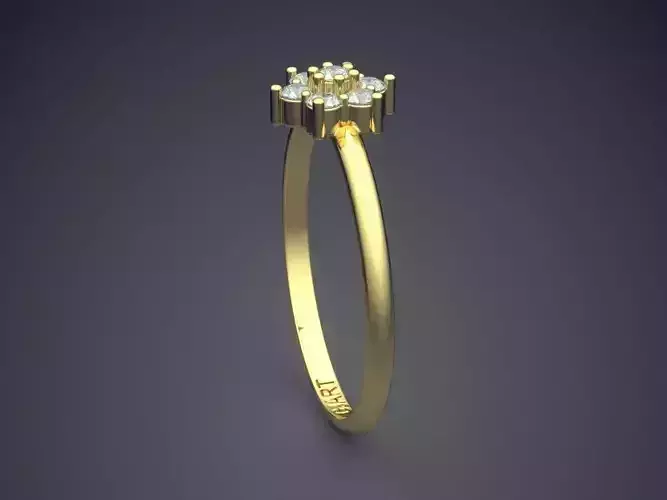 Flower-shaped Thin Engagement Ring With Diamonds Gjart A-132
