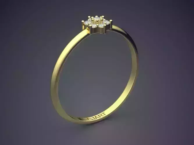 Thin Engagement Ring With Diamonds Gjart A-131 3D print model