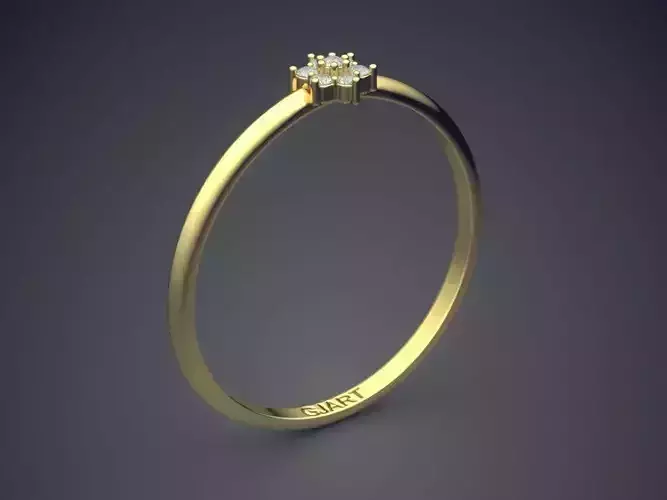 Flower-shaped Thin Engagement Ring With Diamonds A-130 3D print model
