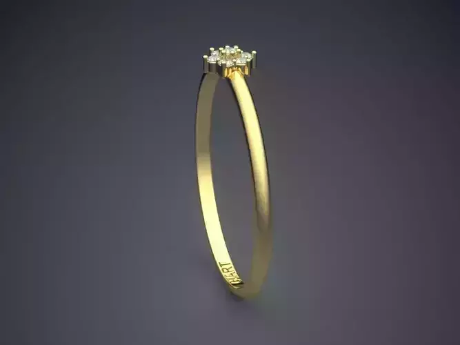 Flower-shaped Thin Engagement Ring With Diamonds A-130