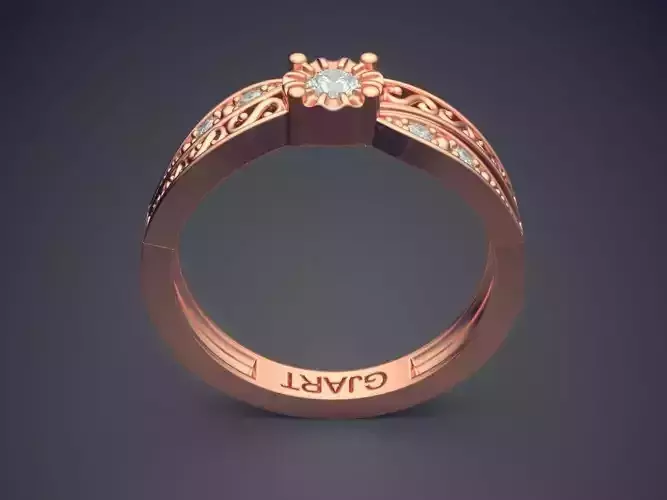 Detailed Ring With Diamonds A-124