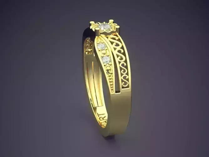 Detailed Ring With Diamonds A-124