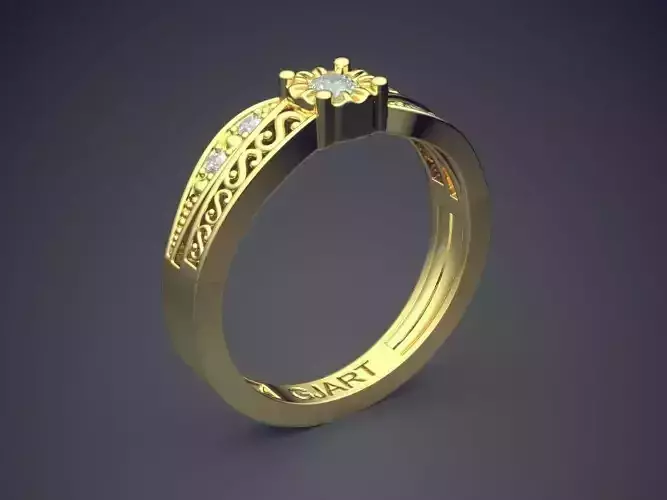 Detailed Ring With Diamonds A-124 3D print model