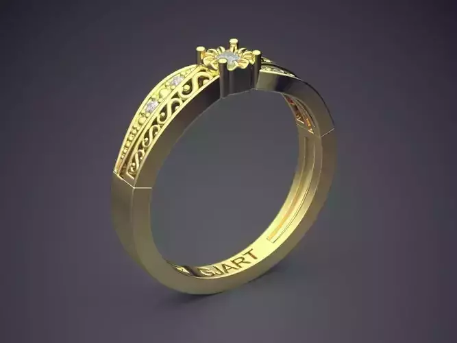 Detailed Ring With Diamonds A-123