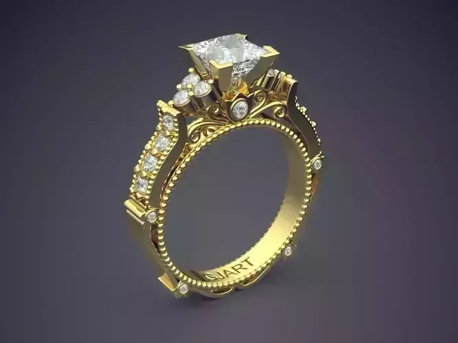 Luxurious Ring With Diamonds A-13 3D print model