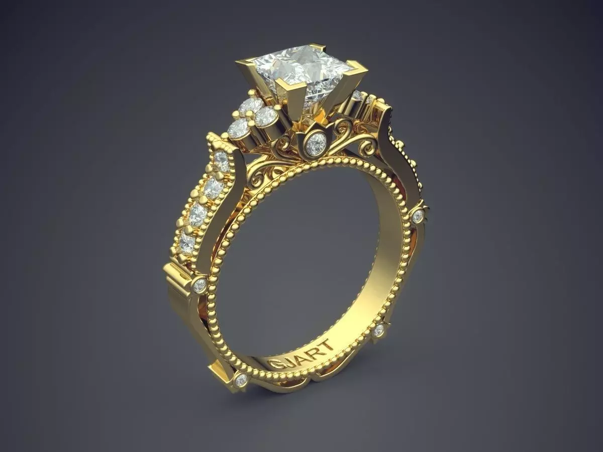 Luxurious Ring With Diamonds A-13 3D print model_0