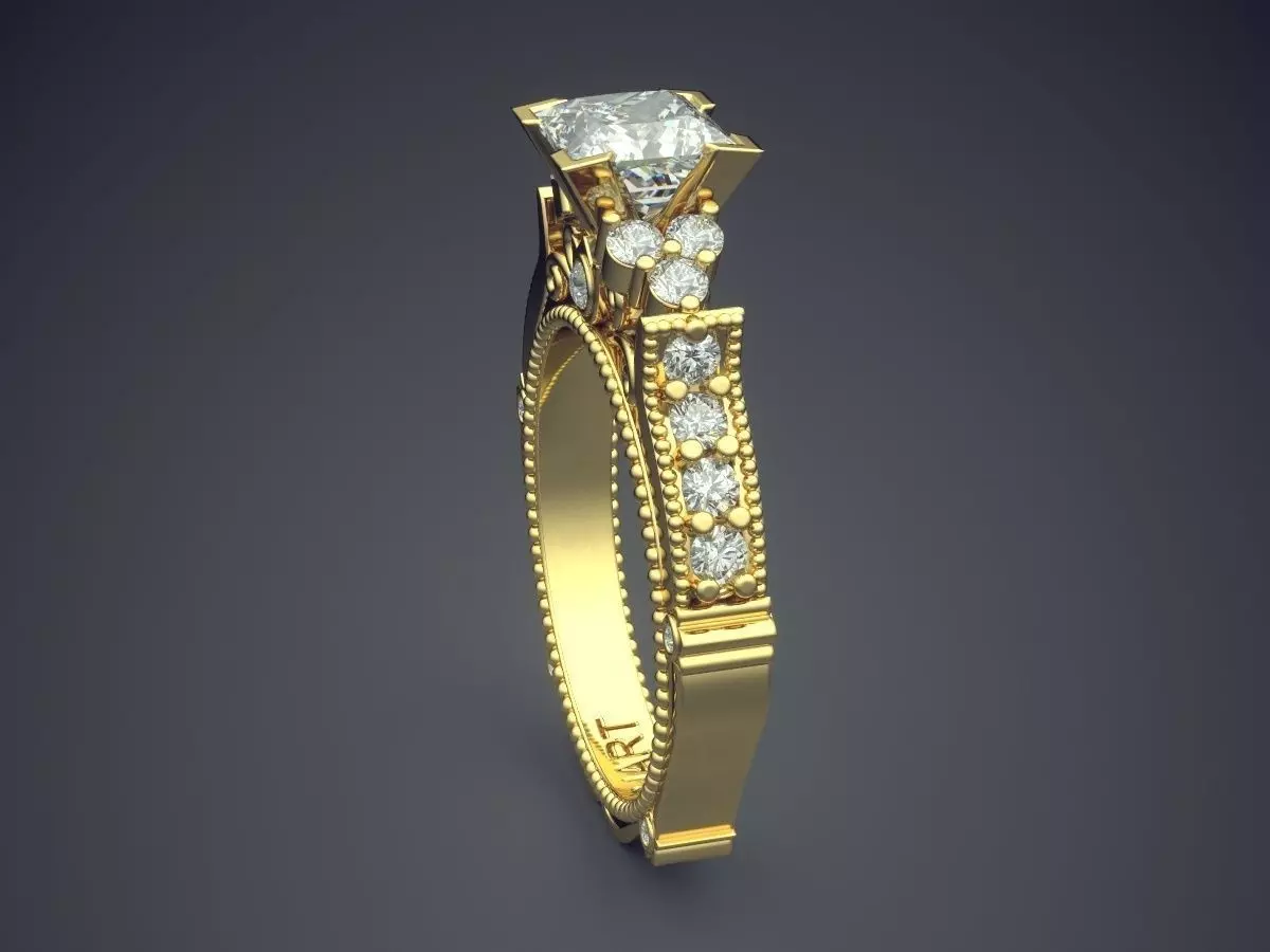 Luxurious Ring With Diamonds A-13 3D print model_3