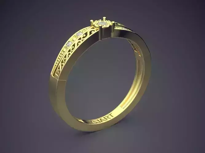 Detailed Ring With Diamonds A-122