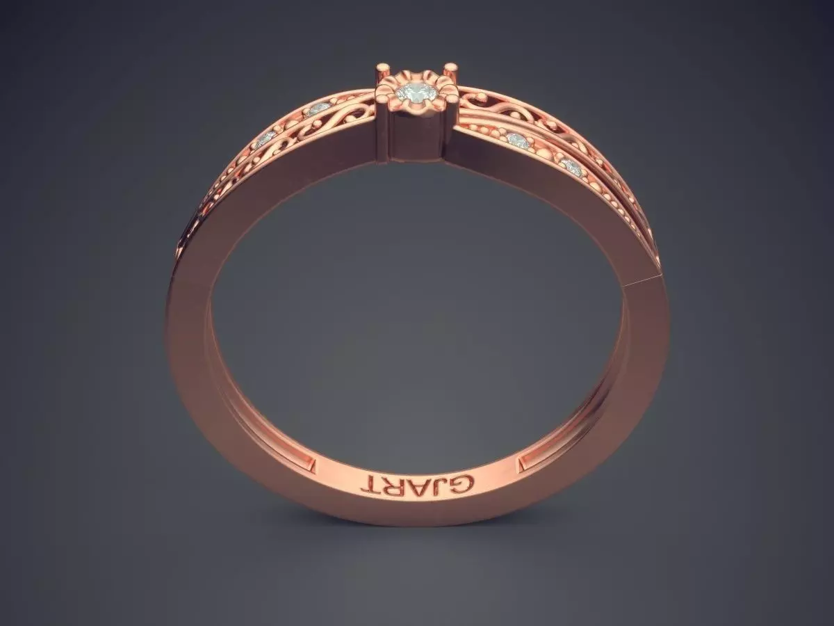 Detailed Ring With Diamonds A-122 3D print model_2