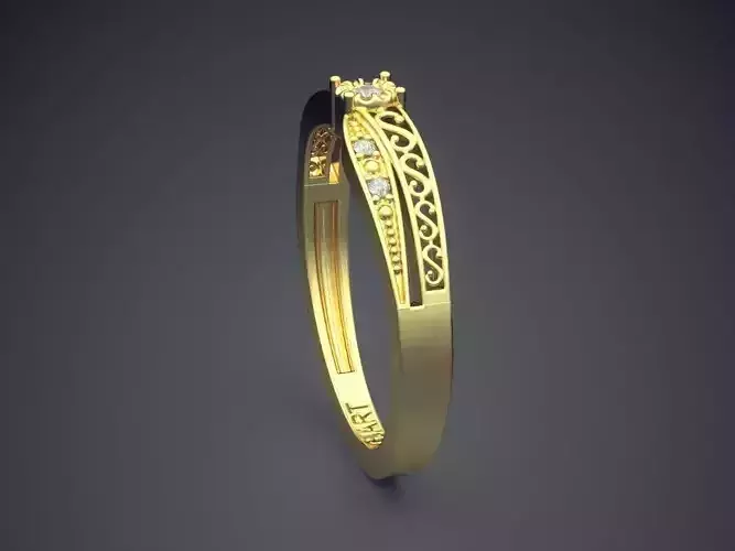 Detailed Ring With Diamonds A-122