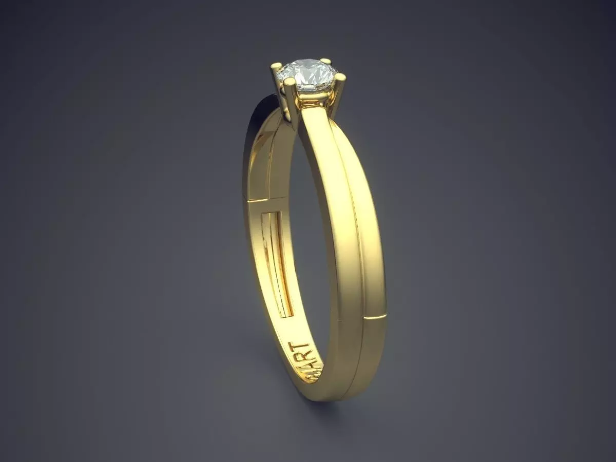 Ring With Diamond Gjart A-114 3D print model_3