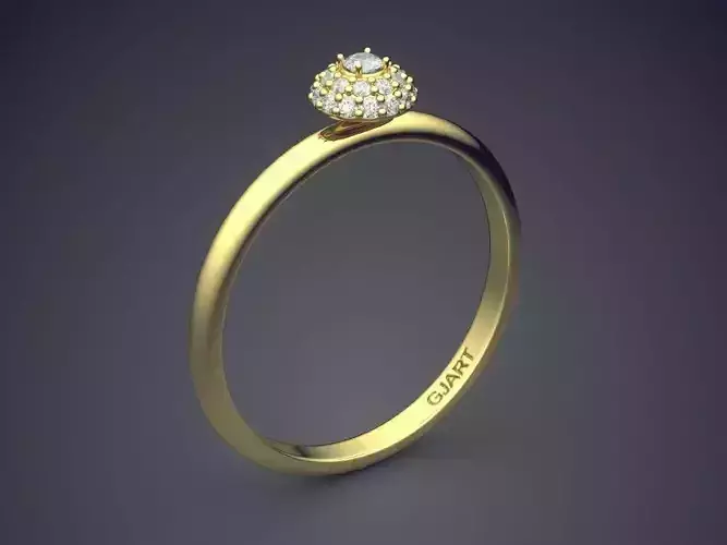 Thin Engagement Ring With Diamonds A-100 3D print model