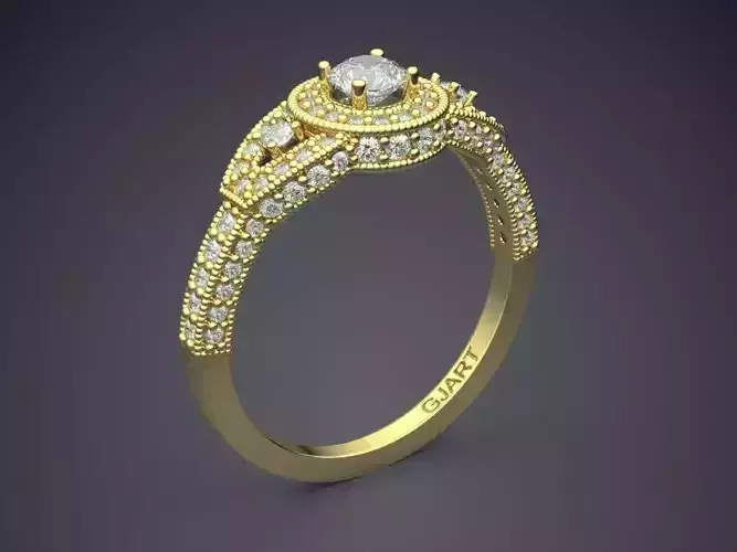 Luxurious Detailed Ring With Diamonds A-10 3D print model