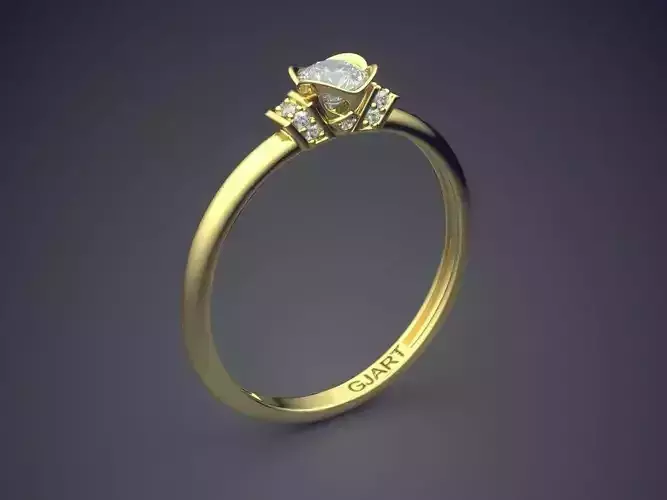 Thin Engagement Ring With Diamonds 106 3D print model