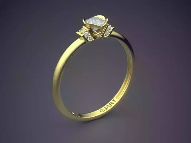 Thin Engagement Ring With Diamond 105 3D print model