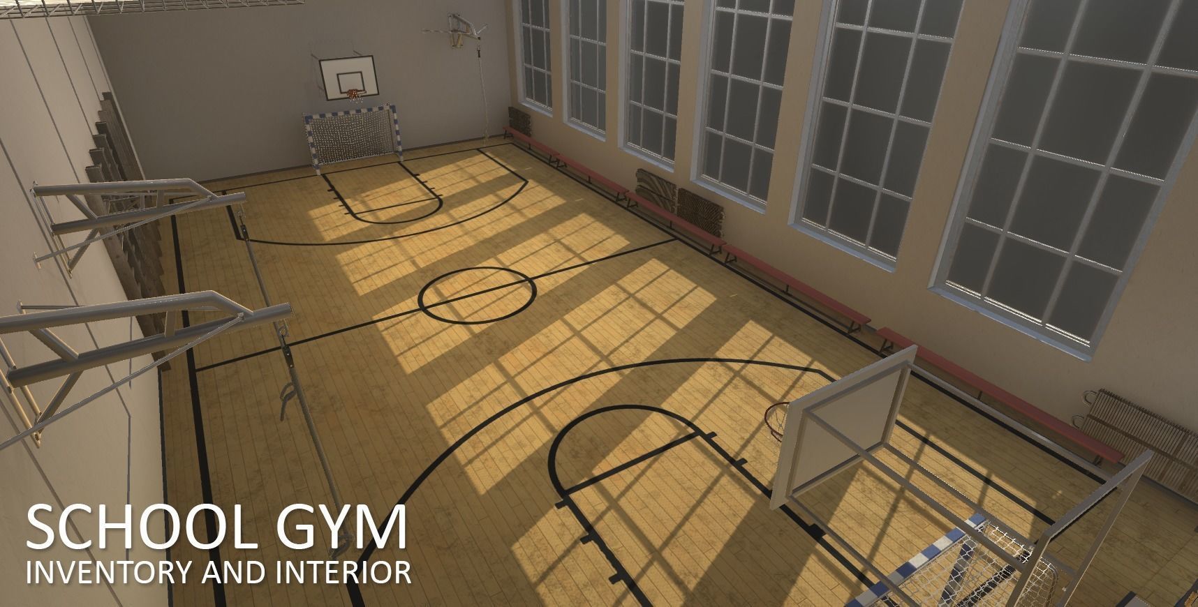 3D model School gym - inventory and interior VR / AR / low-poly | CGTrader