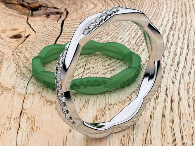 Wedding Petite Twisted Diamond Ring 3D print model