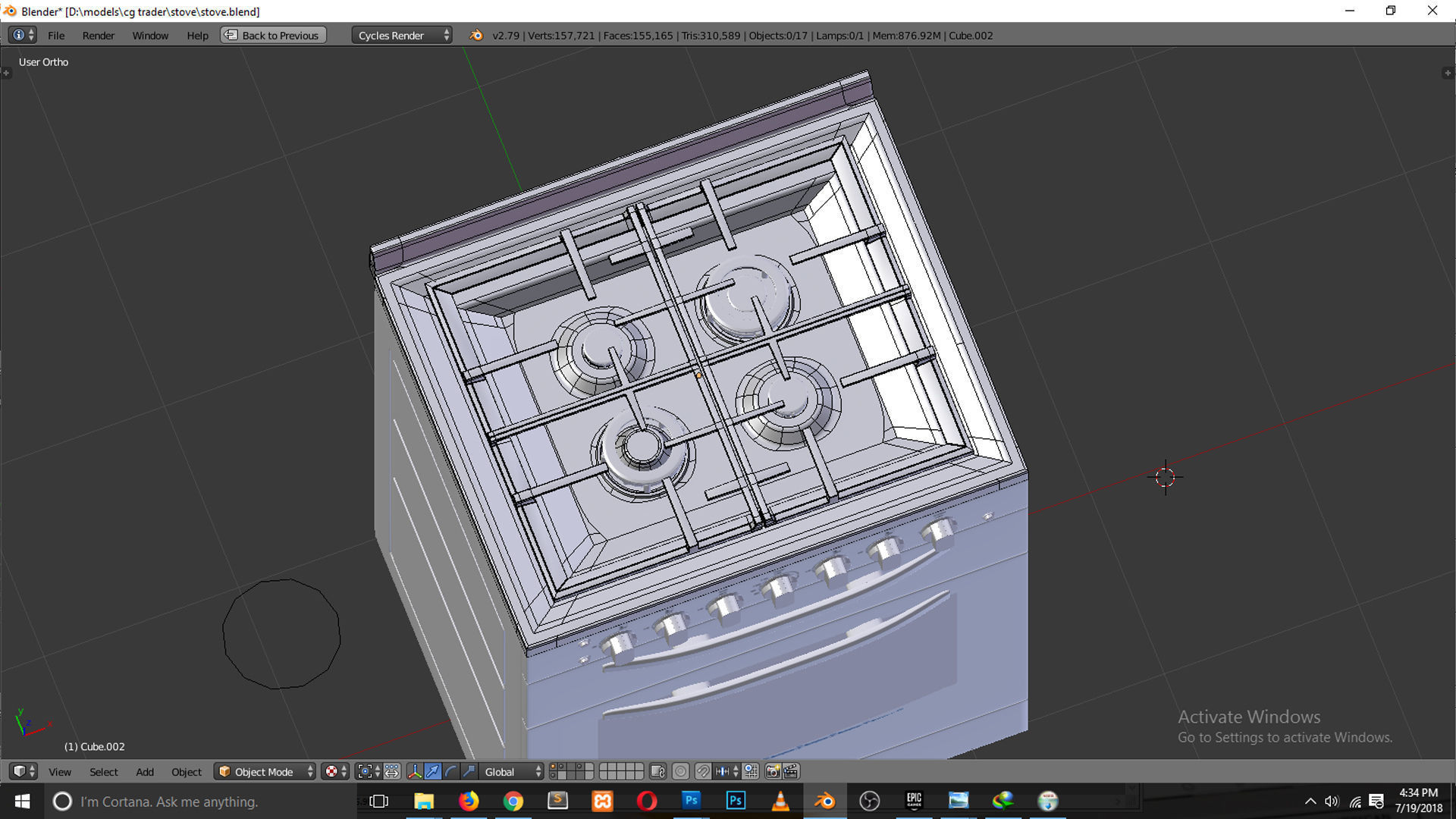 gas stove kitchenware and appliance 3D model_2