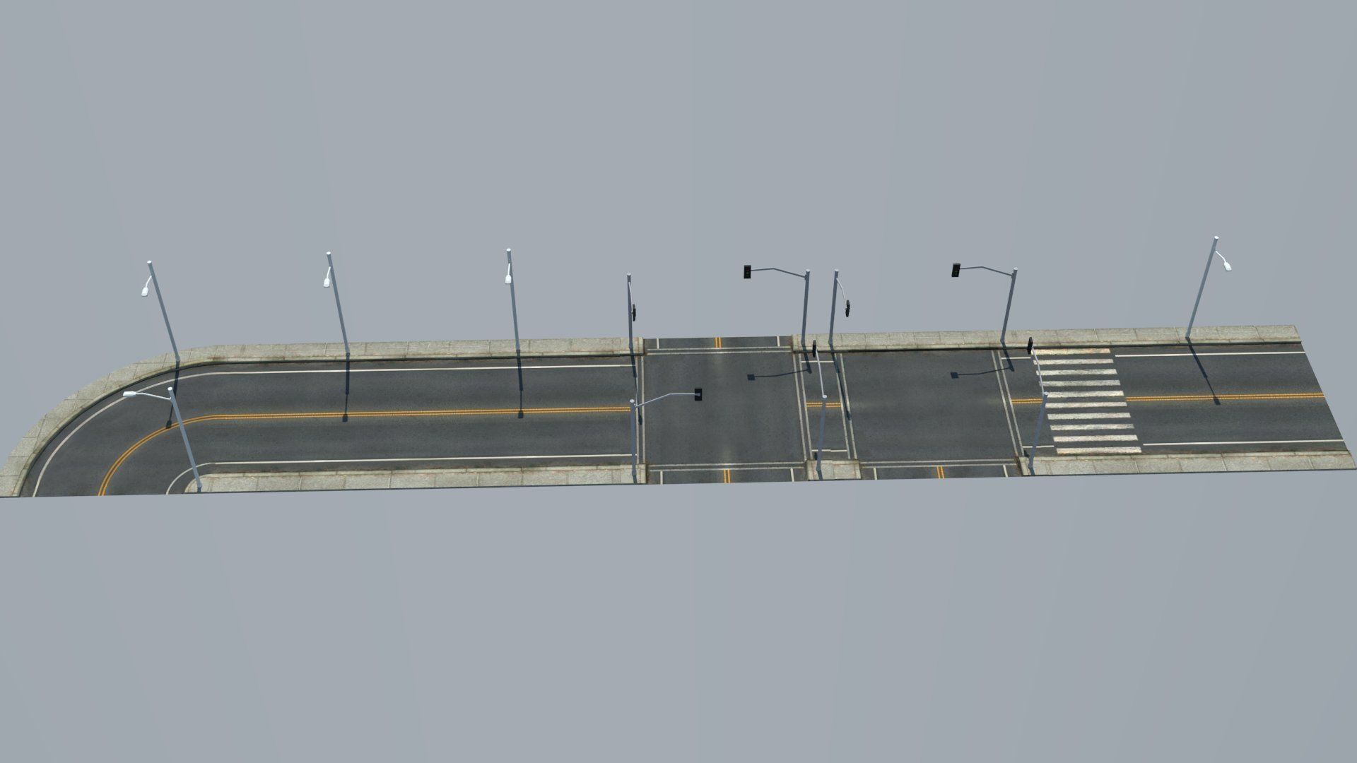 Road Pack Low-poly 3D model_2