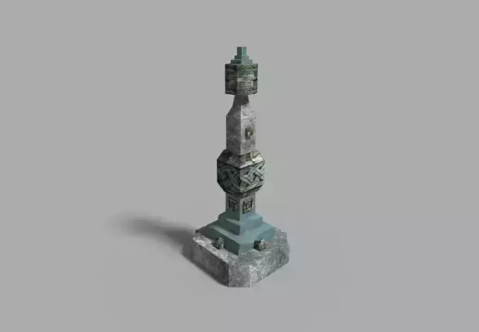 low poly temple pillar 1 Low-poly 3D model