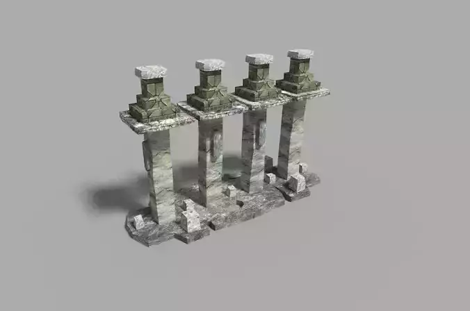 low poly temple pillar 4 Low-poly 3D model