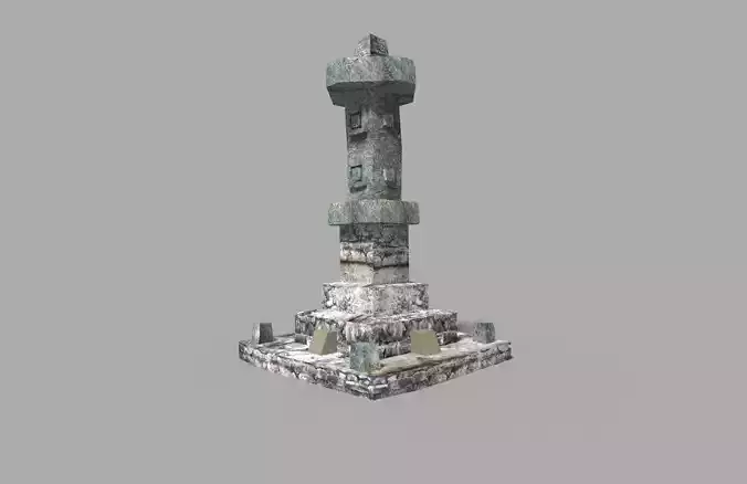 low poly temple pillar 5 Low-poly 3D model