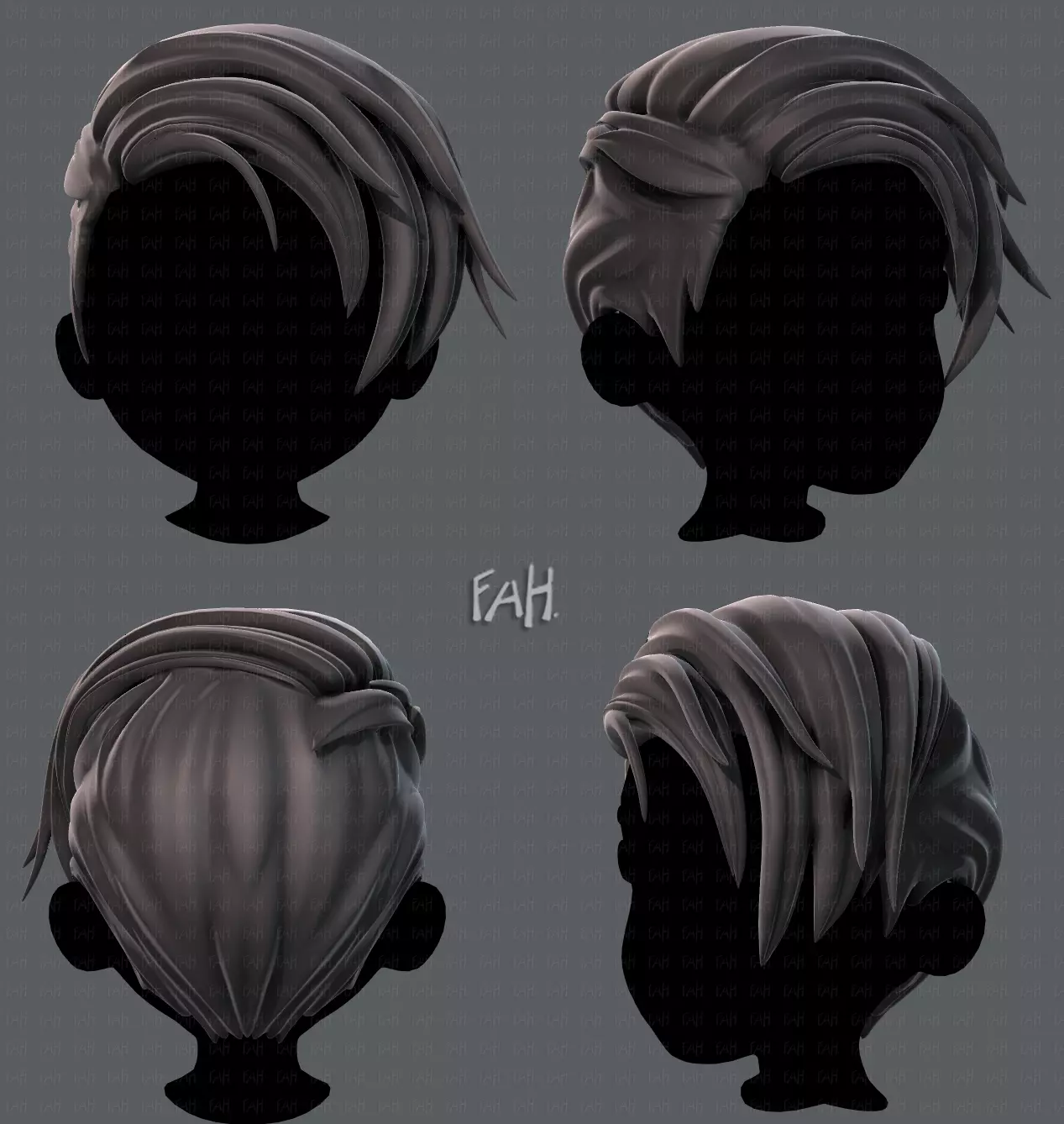 3D Hair style for boy V27 Low-poly 3D model_0