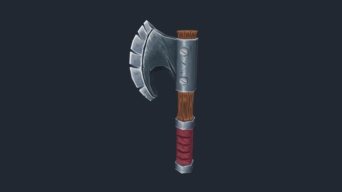 Handpainted Fantasy Medival Simple Steel Axe Free low-poly 3D model