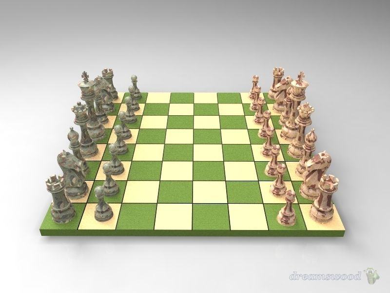 Chess Set table made of glass and metal Free 3D model_7