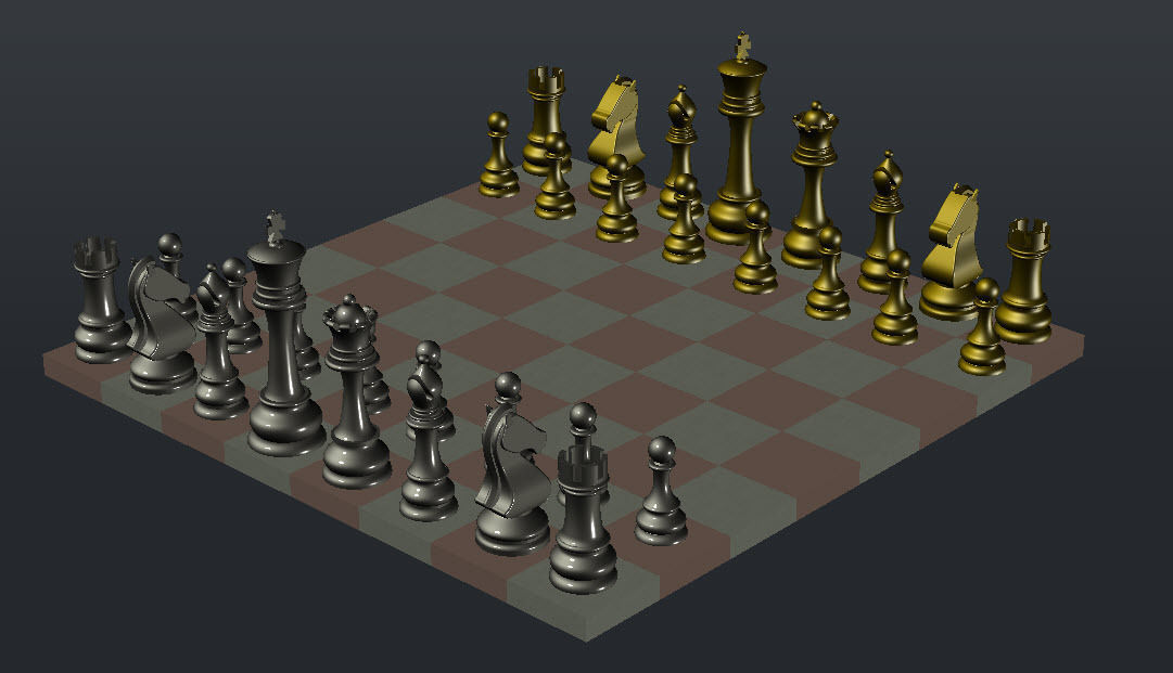 Chess Set table made of glass and metal Free 3D model_3