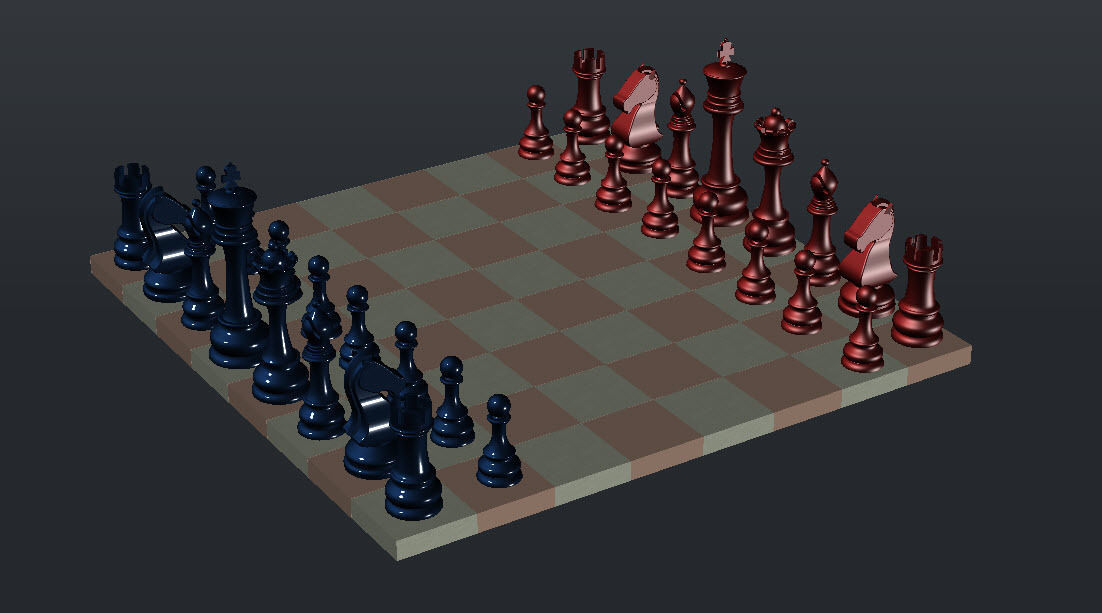 Chess Set table made of glass and metal Free 3D model_2