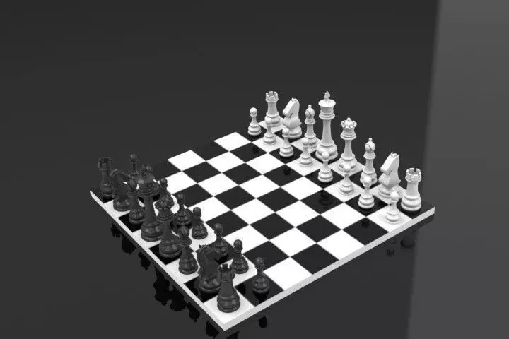 Chess Set table made of glass and metal Free 3D model_0